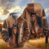 Joycorners Personalized Name Bay Horse Portrait Zip All-Over Print Hoodie (9 breeds)