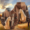 Joycorners Personalized Name Bay Horse Portrait Zip All-Over Print Hoodie (9 breeds)
