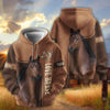 Joycorners Personalized Name Bay Horse Portrait Zip All-Over Print Hoodie (9 breeds)