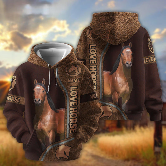 Joycorners Personalized Name Zip-Up Embossed Leather All-Over Print Hoodie (9 Breeds)