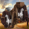 Joycorners Personalized Name Zip-Up Embossed Leather All-Over Print Hoodie (9 Breeds)