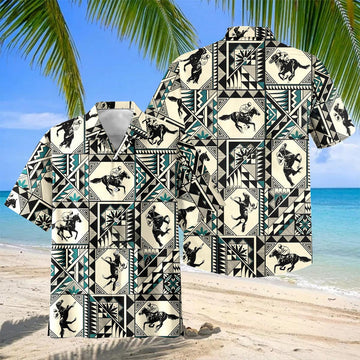 Joycorners Southwestern Aztec Geometric Horse Rider Hawaiian Shirt