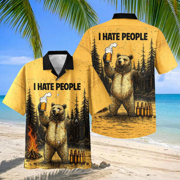 Joycorners I Hate People Bear Beer Hawaiian Shirt