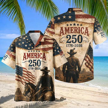 Joycorners America 250 Patriotic Cowboy Hawaiian Shirt