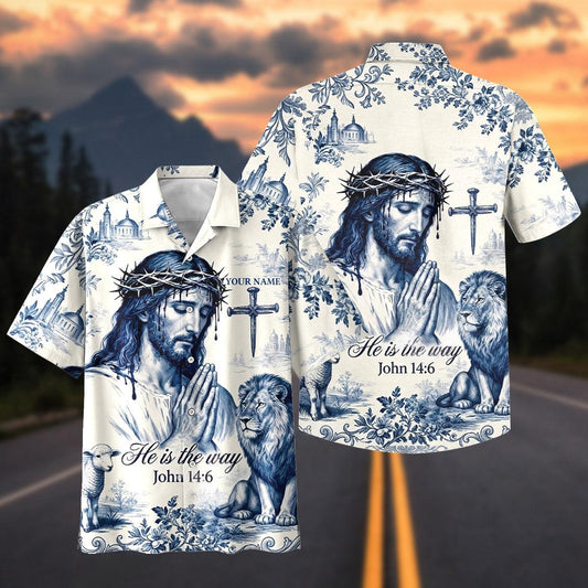 Joycorners Personalized Jesus Christ "He Is The Way" John 14:6 Hawaiian Shirt