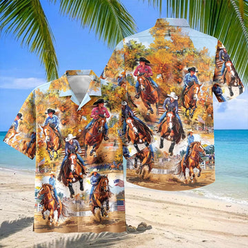 Joycorners Western Cowgirl Horse Riding Autumn Hawaiian Shirt