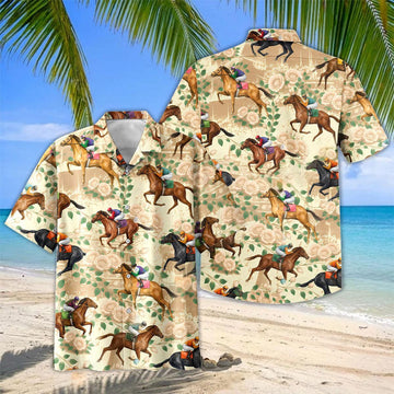 Joycorners Horse Racing Jockey & Roses Hawaiian Shirt