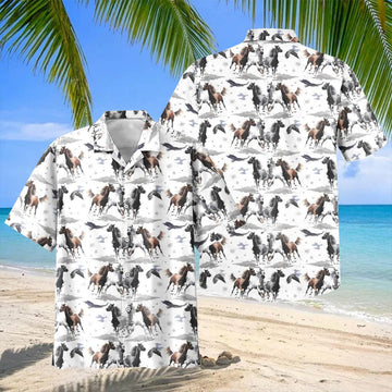 Joycorners Wild Running Horse and Eagle Pattern Hawaiian Shirt