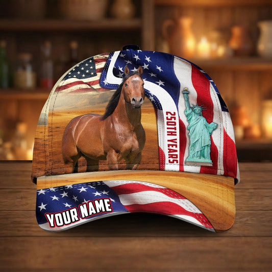 Joycorners Personalized USA 250th Anniversary Horse & Liberty Cap (9 Breeds)