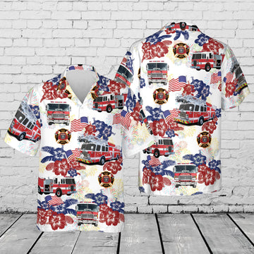 Maxcorners Firefighter Fire Truck, 4th Of July Hawaiian Shirt, Firefighter Hawaii Beach Search Independence Day LM1911