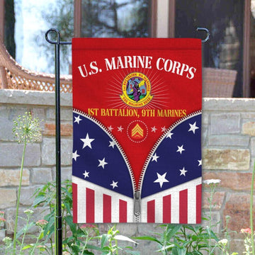 Joycorners Custom USMC Battalions Marine Veteran Garden Flag #MT26