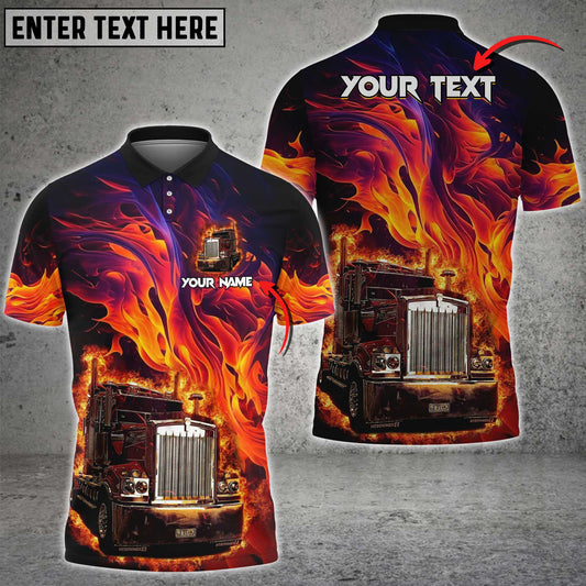 Joycorners Truck Flame Art Pattern Personalized Name Shirt For Truck Driver