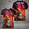 Joycorners Truck Flame Art Pattern Personalized Name Shirt For Truck Driver