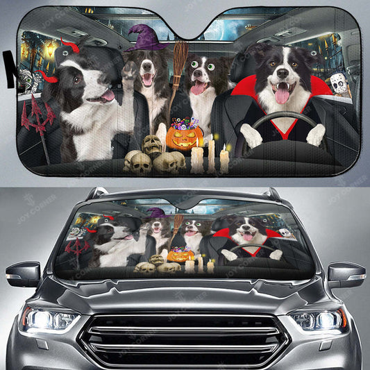 Joycorners Happy Halloween Border Collie Car 3D Printed Sun Shade