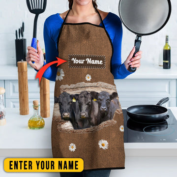 Joy Corners Personalized Name Black Angus Happiness 3D Apron