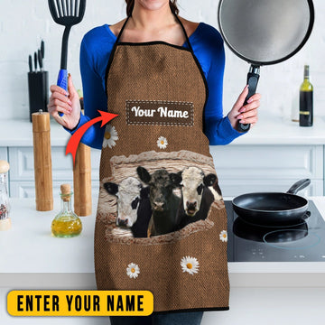 Joy Corners Personalized Name Belted Galloway Happiness 3D Apron