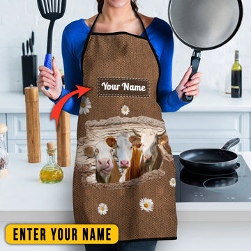 Joy Corners Personalized Name Simmental Happiness 3D Apron