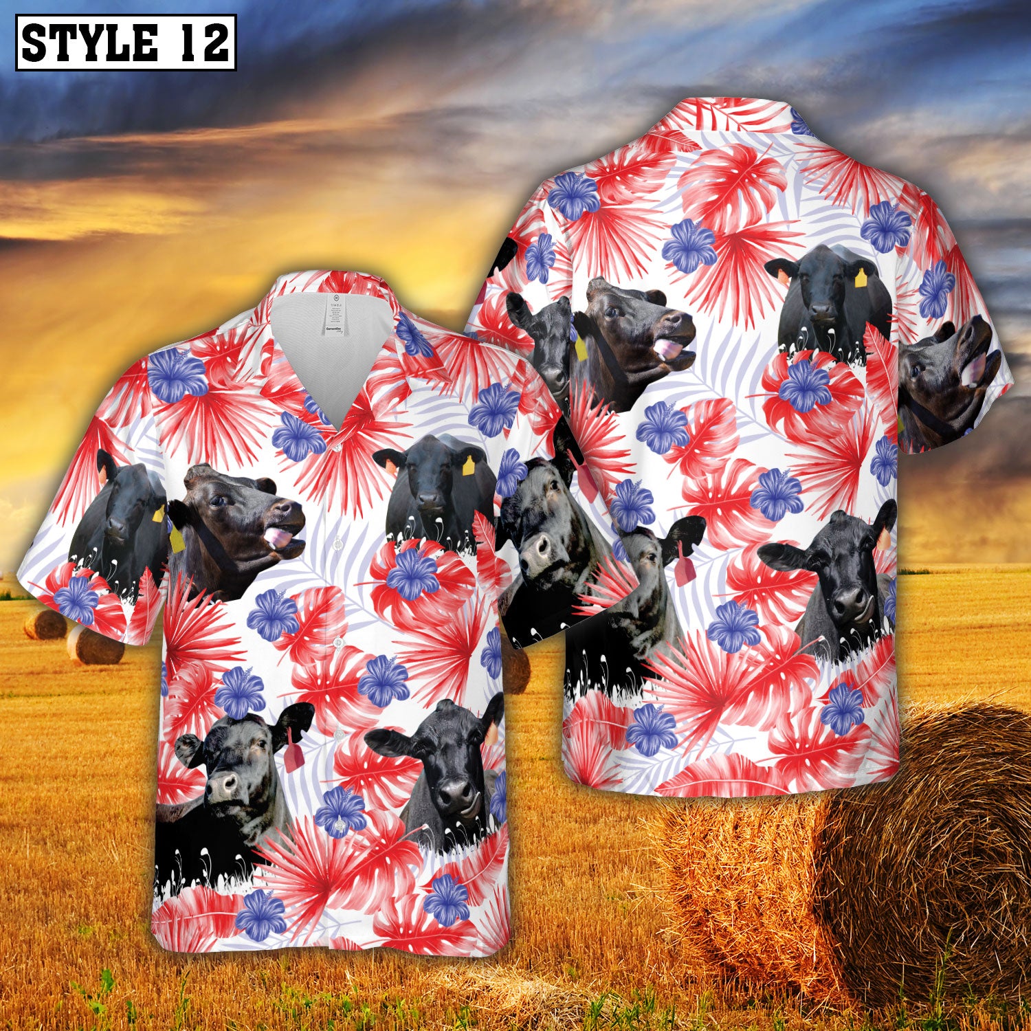 Black Angus Cattle Autumn Leaves Hawaiian Shirt For Men Women