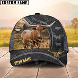 Joycorners Texas Longhorn Personalized Name Black Carving Leather Pattern 3D Classic Cap