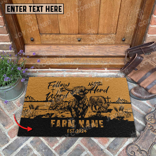 Joycorners Highland Christian Western Psalm Custom Farm Name Custom Year Coir Doormat 1