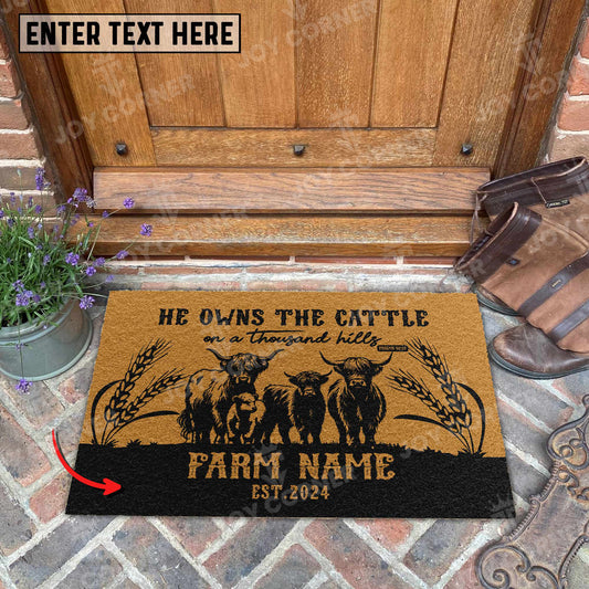 Joycorners Highland Christian Western Psalm Custom Farm Name Custom Year Coir Doormat