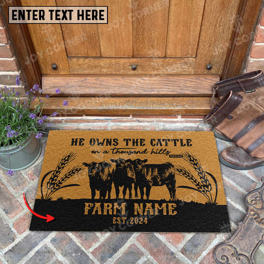 Joycorners Black Angus Christian Western Psalm Custom Farm Name Custom Year Coir Doormat