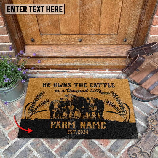 Joycorners Hereford Christian Western Psalm Custom Farm Name Custom Year Coir Doormat