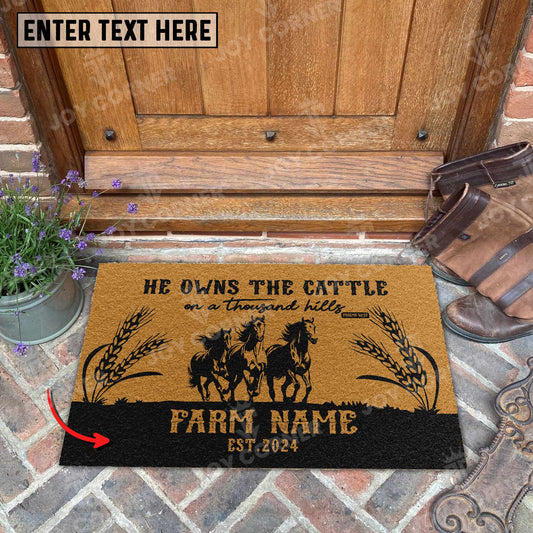 Joycorners Horse Christian Western Psalm Custom Farm Name Custom Year Coir Doormat