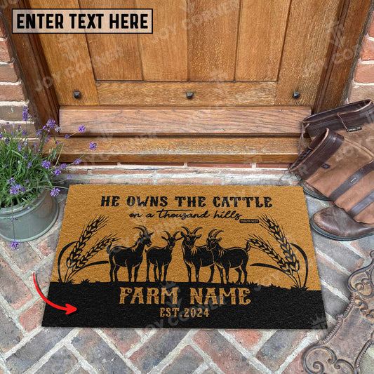 Joycorners Goat Christian Western Psalm Custom Farm Name Custom Year Coir Doormat