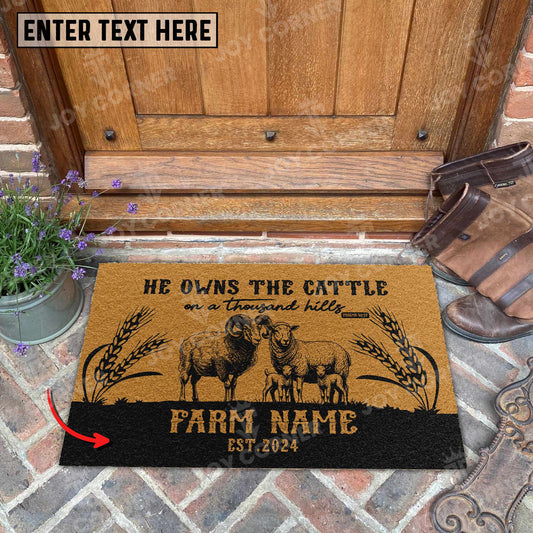 Joycorners Sheep Christian Western Psalm Custom Farm Name Custom Year Coir Doormat