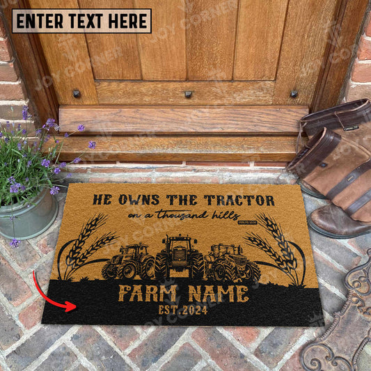 Joycorners Tractor Christian Western Psalm Custom Farm Name Custom Year Coir Doormat