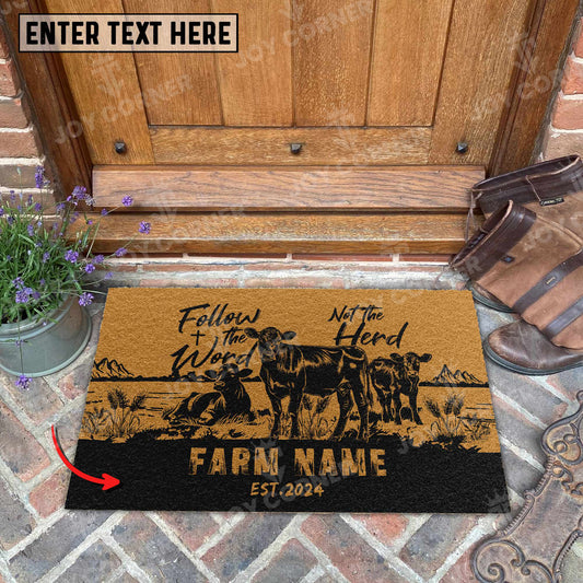 Joycorners Black Angus Christian Western Psalm Custom Farm Name Custom Year Coir Doormat 1