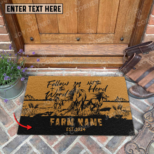 Joycorners Horse Christian Western Psalm Custom Farm Name Custom Year Coir Doormat 1