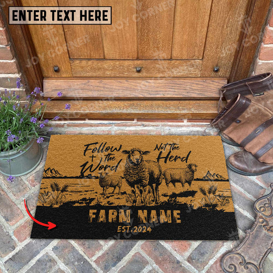 Joycorners Sheep Christian Western Psalm Custom Farm Name Custom Year Coir Doormat 1