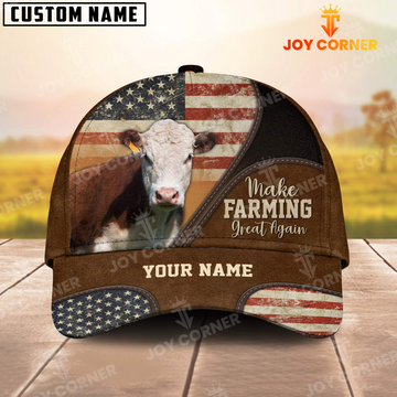 Joycorners Hereford Make Farming Great Again  Personalized Name 3D Classic Cap
