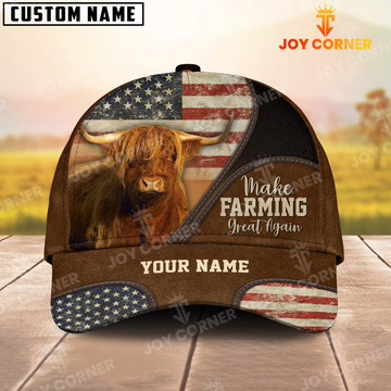Joycorners Highland Make Farming Great Again  Personalized Name 3D Classic Cap