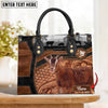 JC Goat Personalized Name 3D Black Brown Pattern Leather Handbag