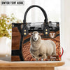 JC Sheep Personalized Name 3D Black Brown Pattern Leather Handbag