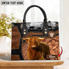 JC Highland Personalized Name 3D Black Brown Pattern Leather Handbag