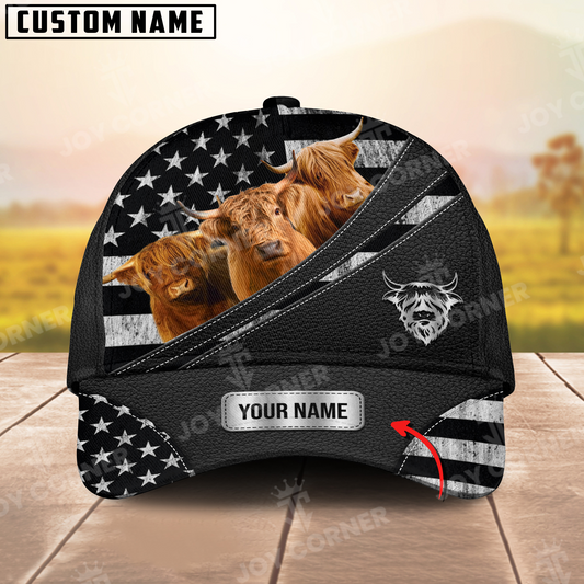 Joycorners Highland US Flag Personalized Name 3D Classic Cap