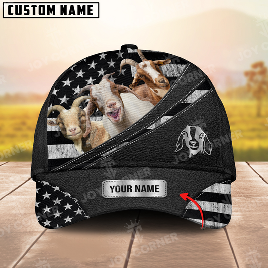 Joycorners Goat US Flag Personalized Name 3D Classic Cap