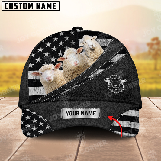 Joycorners Sheep US Flag Personalized Name 3D Classic Cap