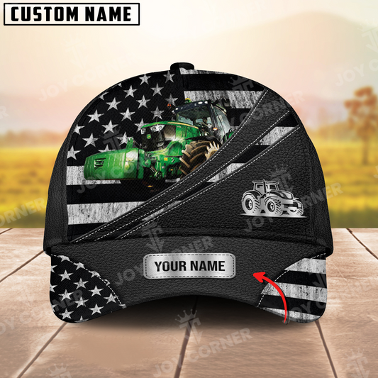 Joycorners Tractor US Flag Personalized Name 3D Classic Cap