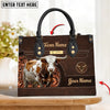 JC Texas Longhorn Personalized Name 3D Leather Handbag, Personalized Gift for Farm Lover