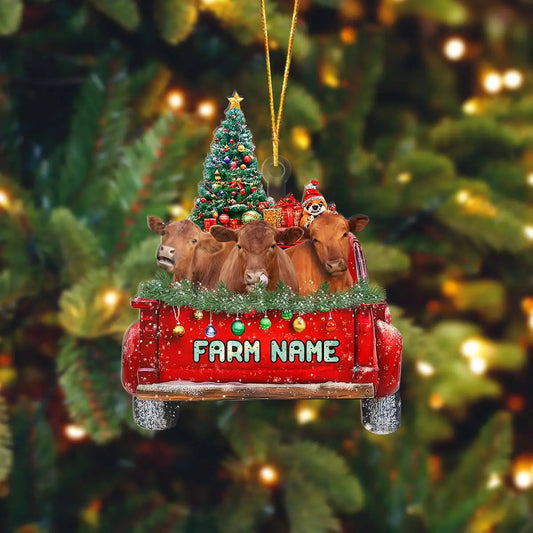 Joycorners Red Angus Christmas Car Custom Shape Acrylic Ornament