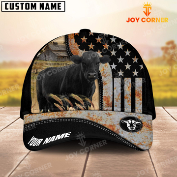 Joycorners Black Angus USA Flag Personalized Name 3D Classic Cap
