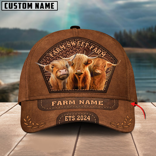 Joycorners Farm Sweet Farm Highland Cattle Personalized Name 3D Classic Cap