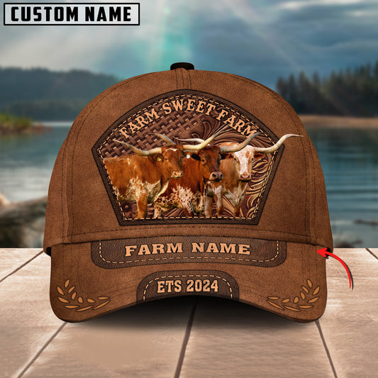 Joycorners Farm Sweet Farm Texas Longhorn Personalized Name 3D Classic Cap