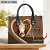 JC Hereford Brown Heart Personalized Name 3D Leather Handbag