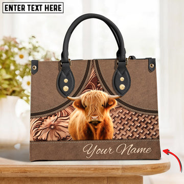 JC Highland Personalized Name 3D Leather Handbag